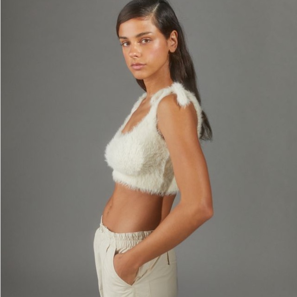 Urban outfitters naomi fuzzy white tank